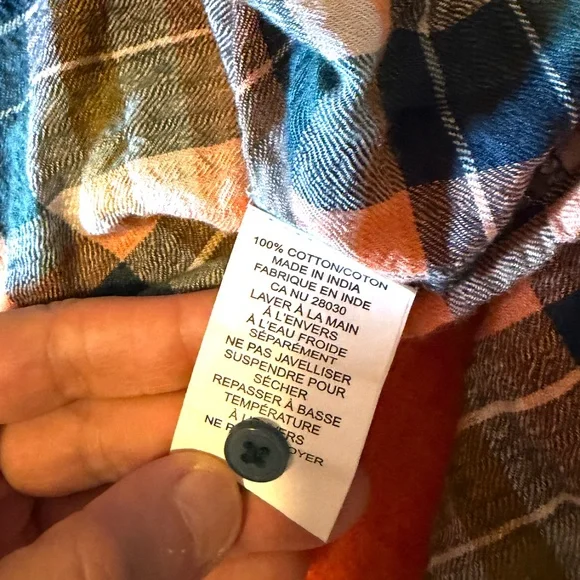 Green and brown boho flared sleeves gauze flannel cropped shirt NWT - Picture 6 of 7